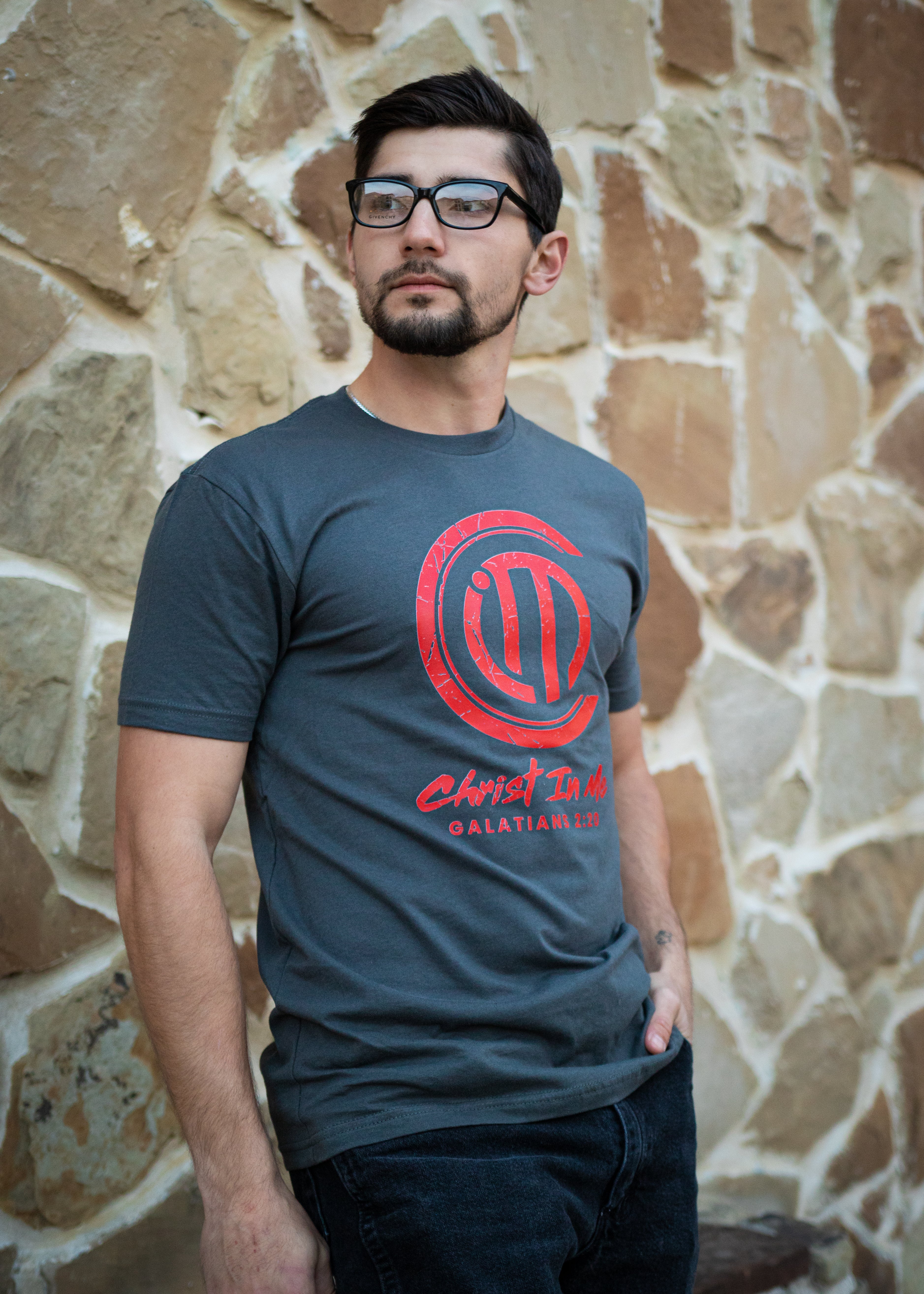 Christ In Me Grey with Scripture