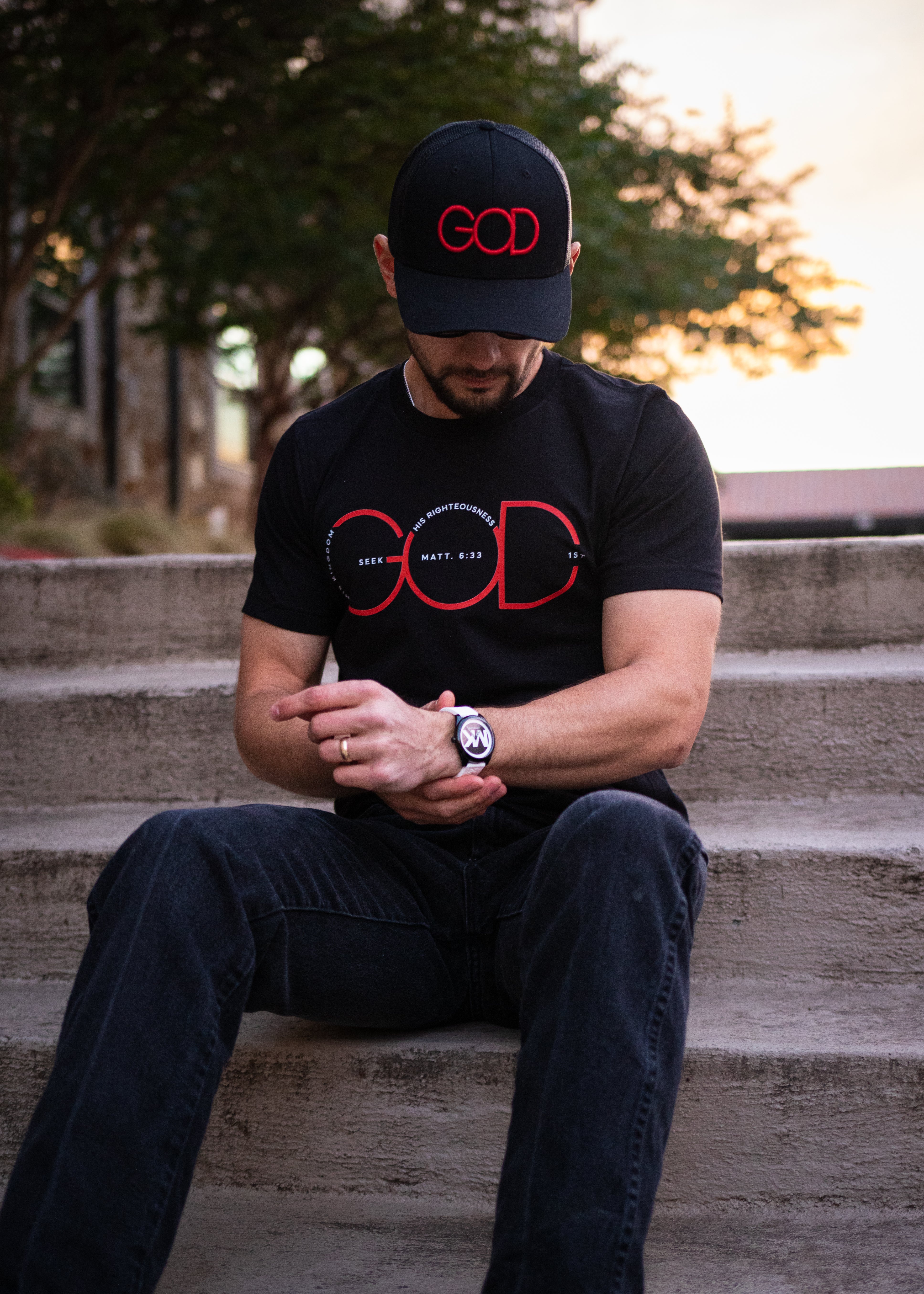 Matthew 6:33 Black with Red & White