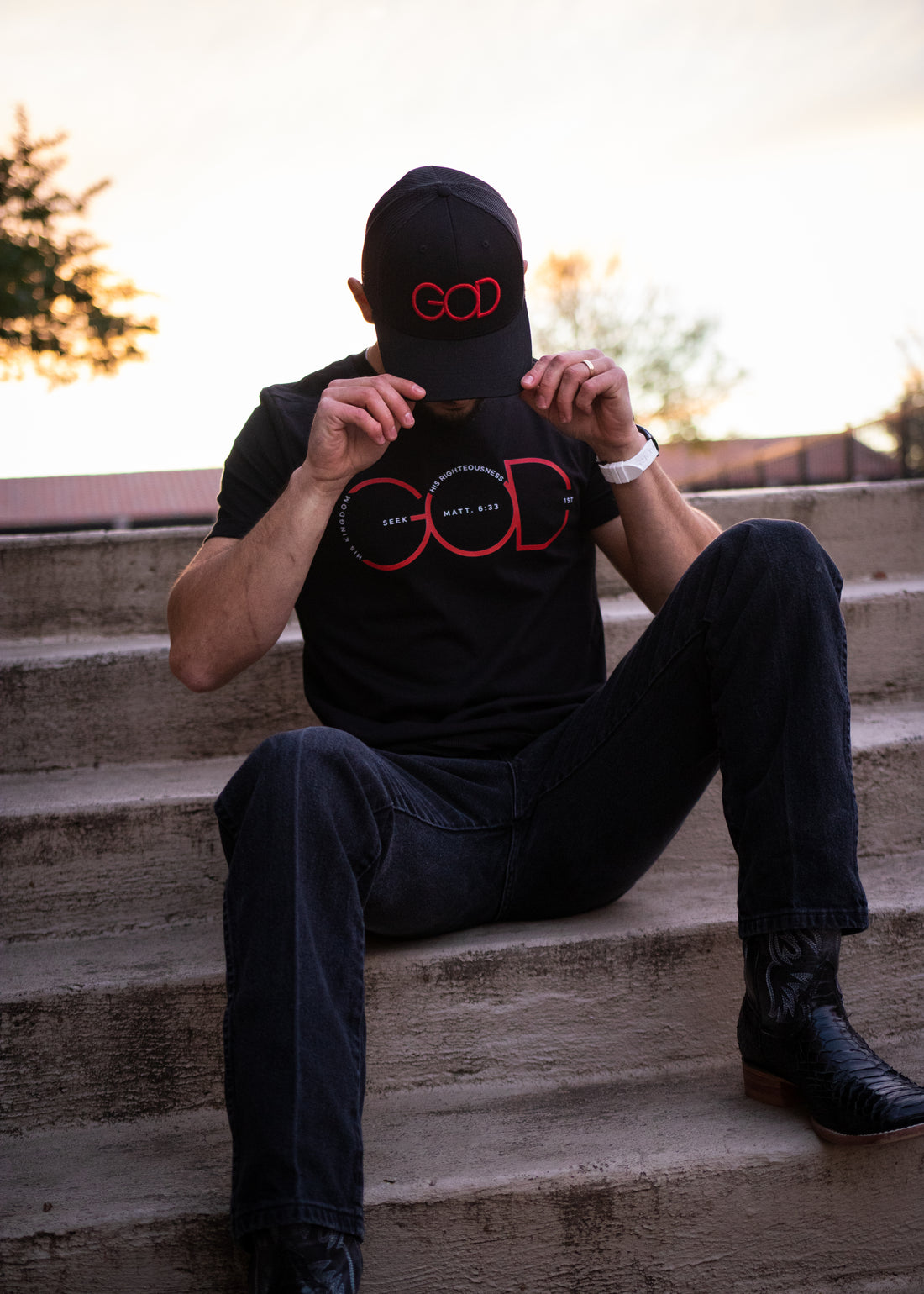 Matthew 6:33 Black with Red & White