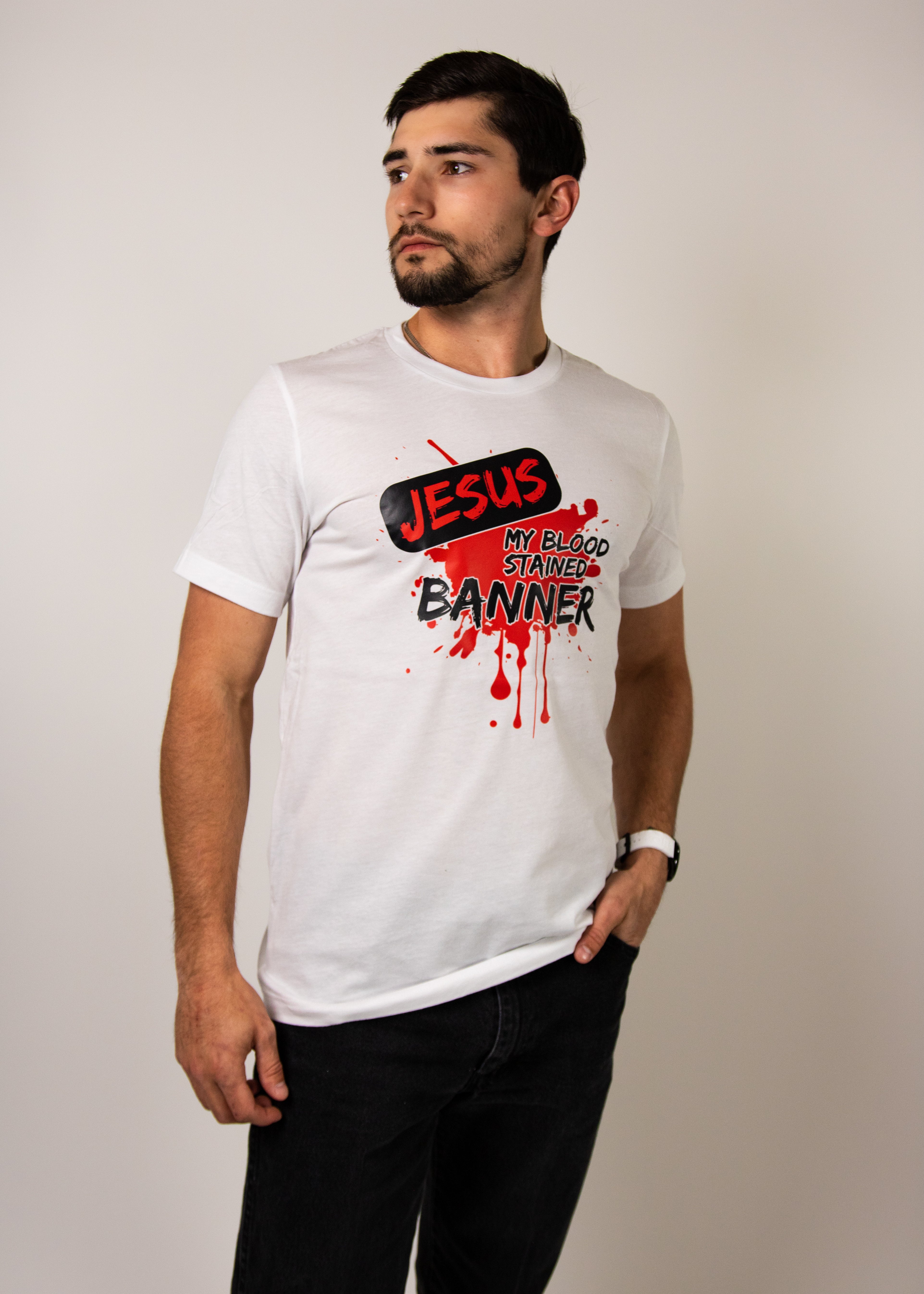 Jesus My Blood Stained Banner White