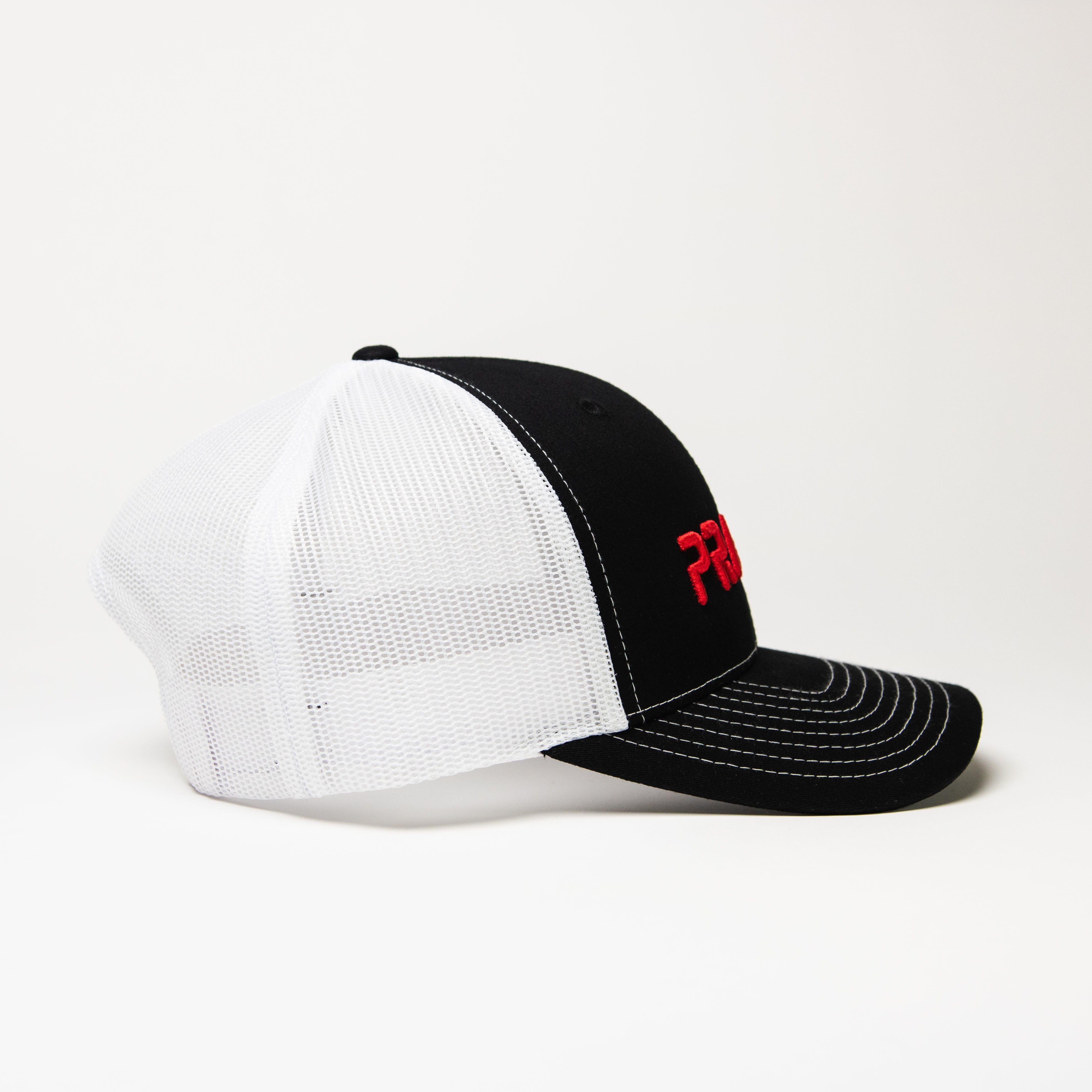 PRAYER Trucker Cap: White & Black with Red