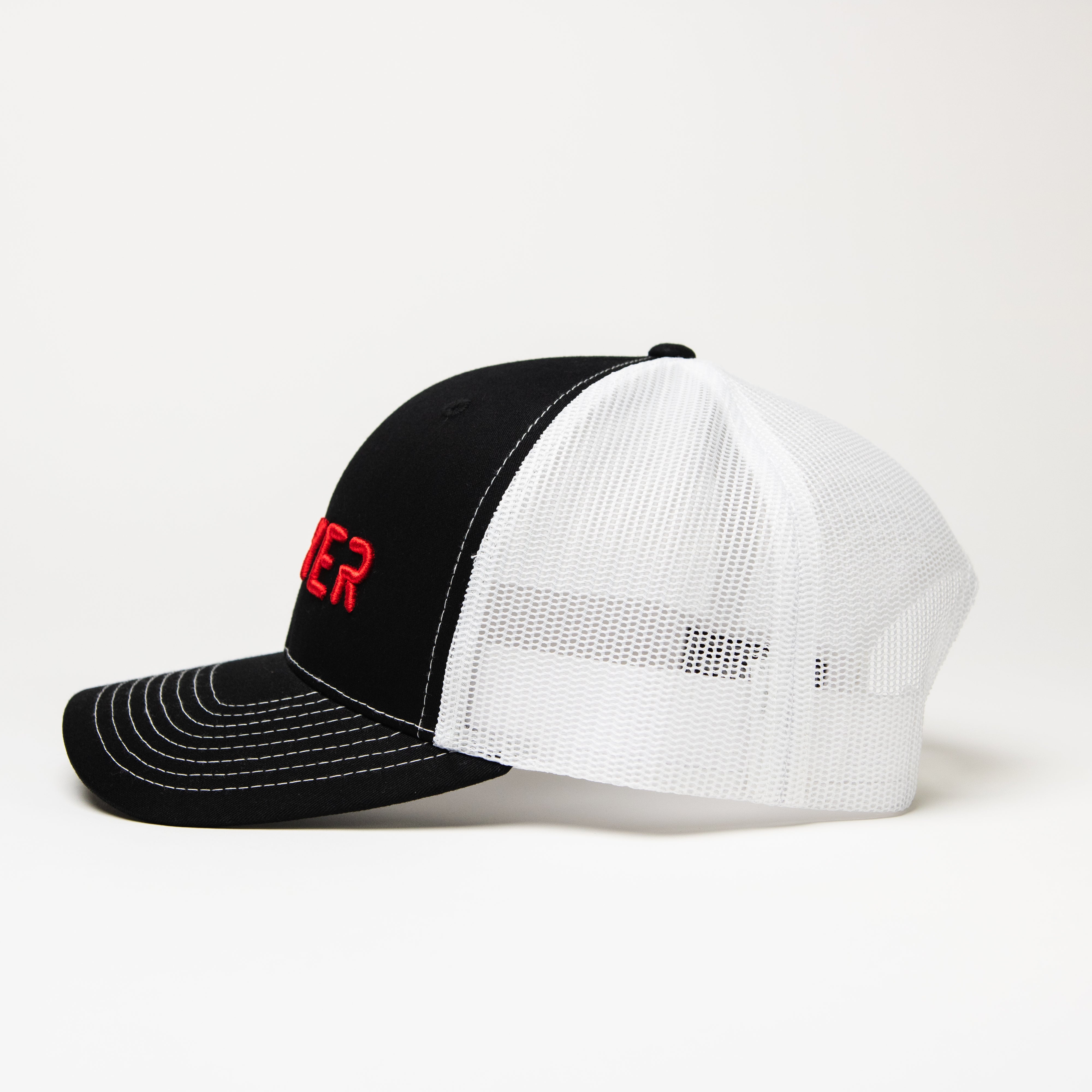 PRAYER Trucker Cap: White & Black with Red