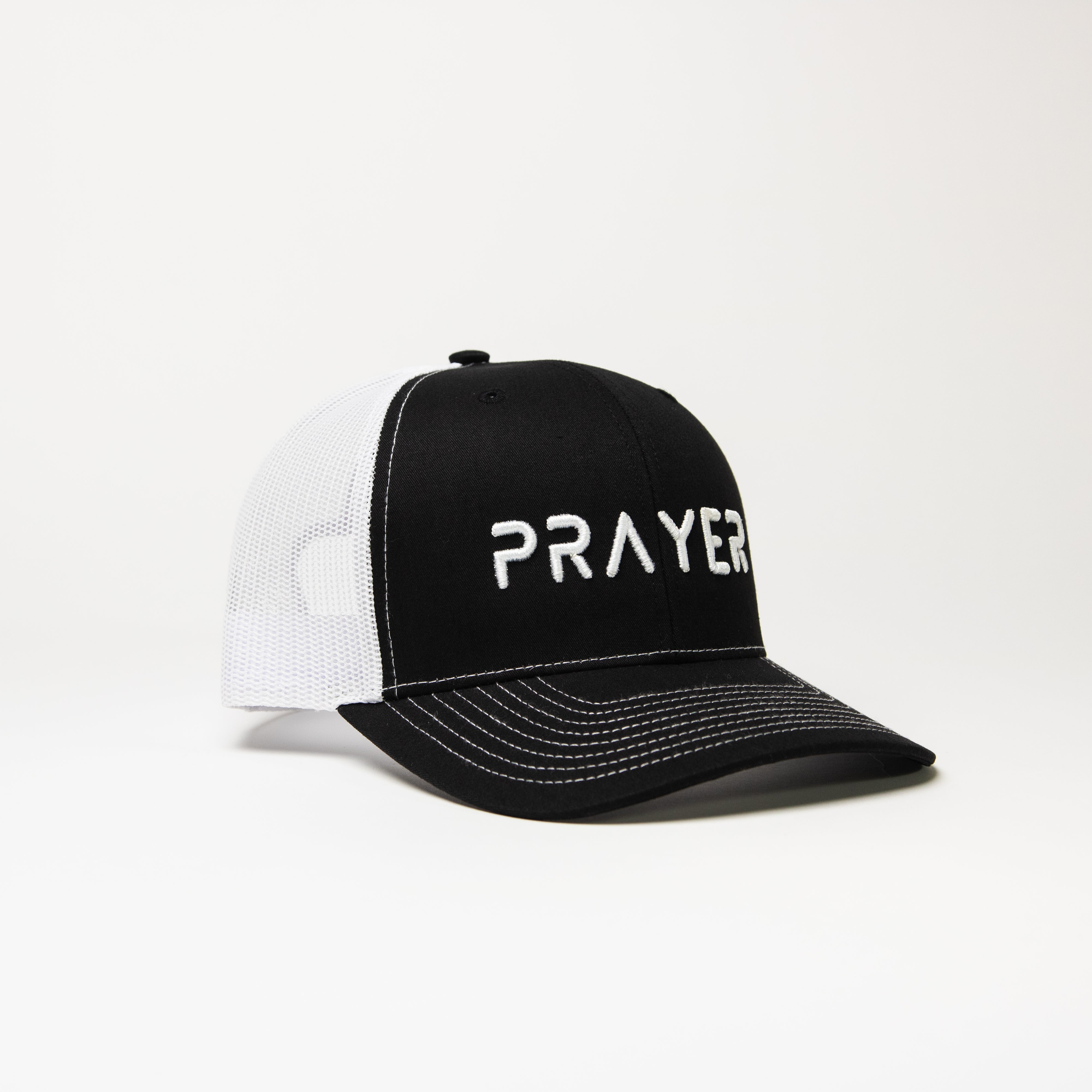 PRAYER Trucker Cap : White & Black – Christ In Me Apparel