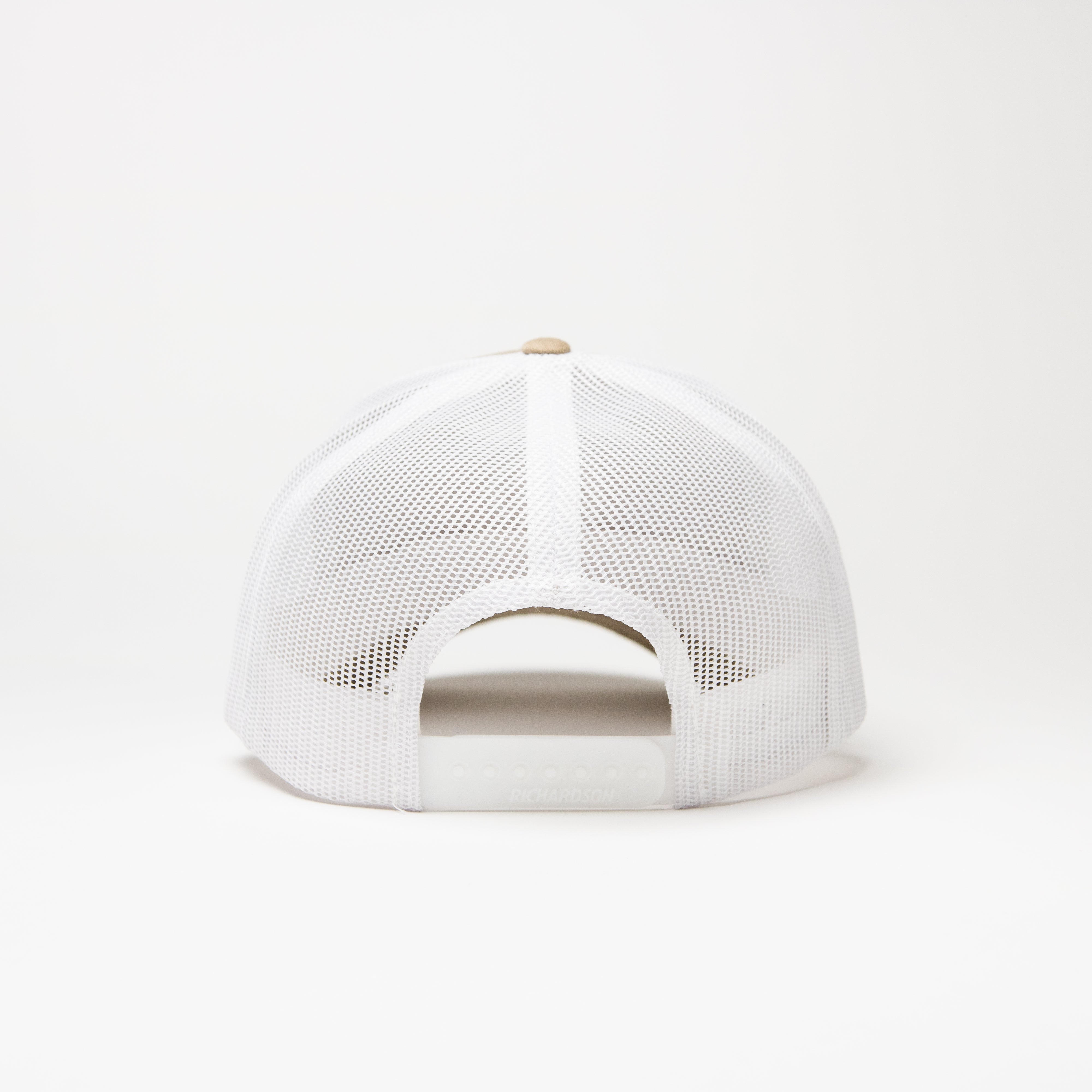 Christ In Me LOGO Trucker Cap: Tan & White